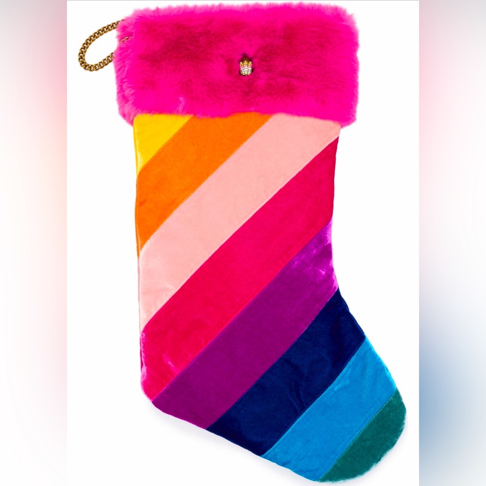 NWT KURT GEIGER Striped faux fur Christmas Stocking